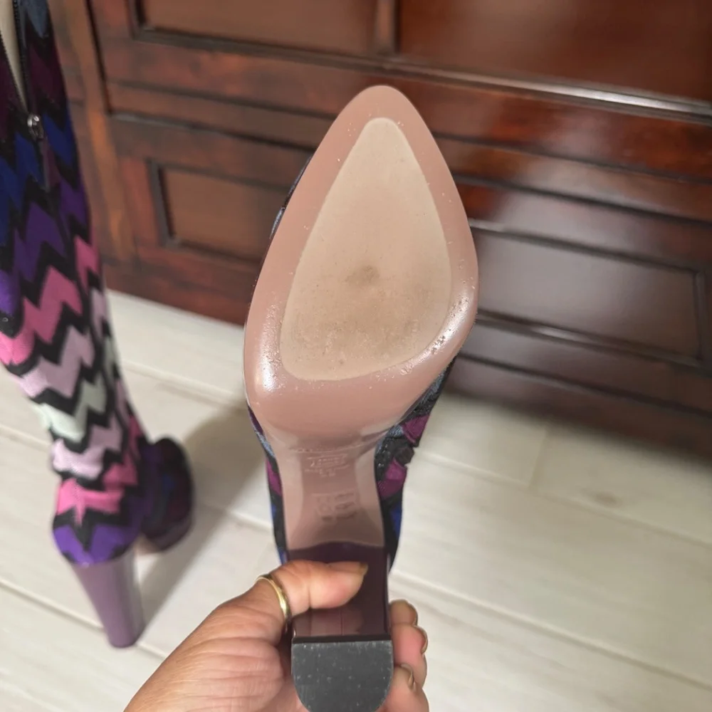 Missoni Rachel Zig Zag Lame Boots – Size 38 – Nero/Blue/Prugna – Worn Once - Picture 5 of 5